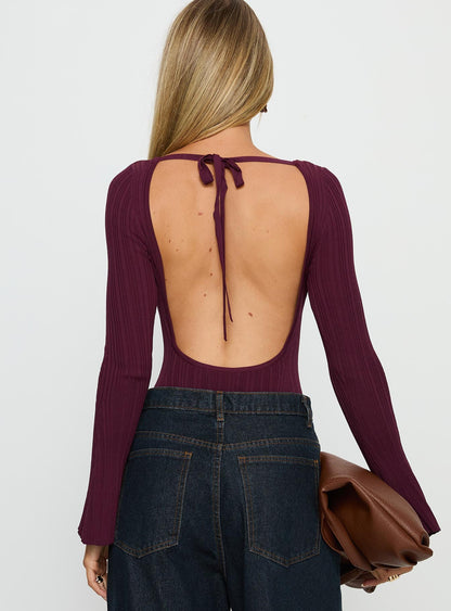 Mayok Long Sleeve Bodysuit Plum