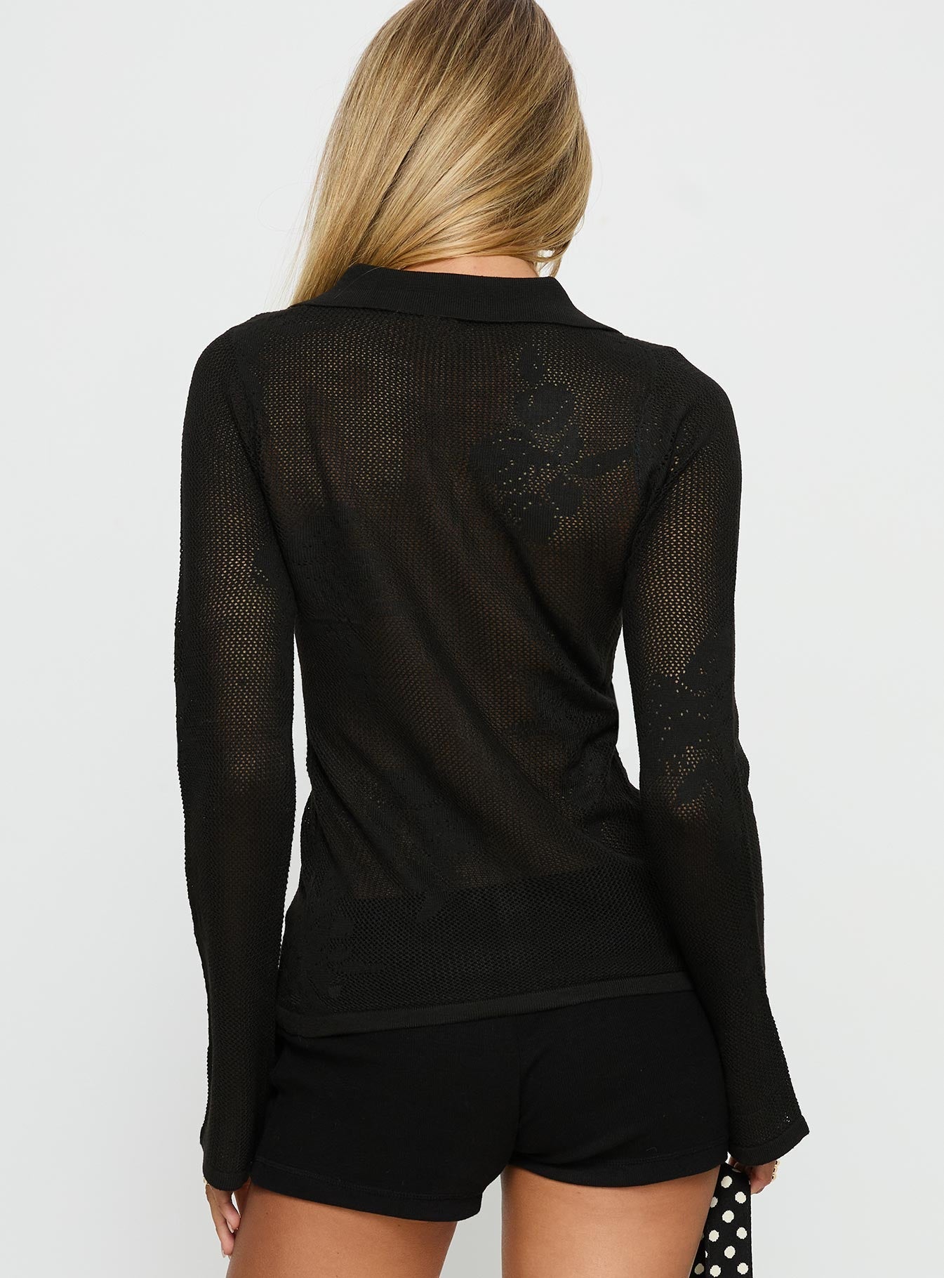 Marcita Floral Knit Longline Shirt Black