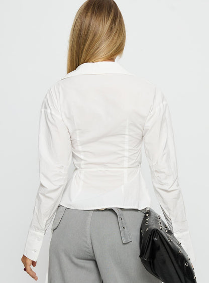 Jolanna Long Sleeve Wrap Top White
