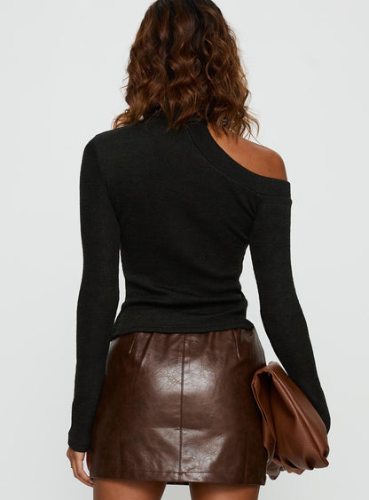 Normana Cold Shoulder Knit Top Black