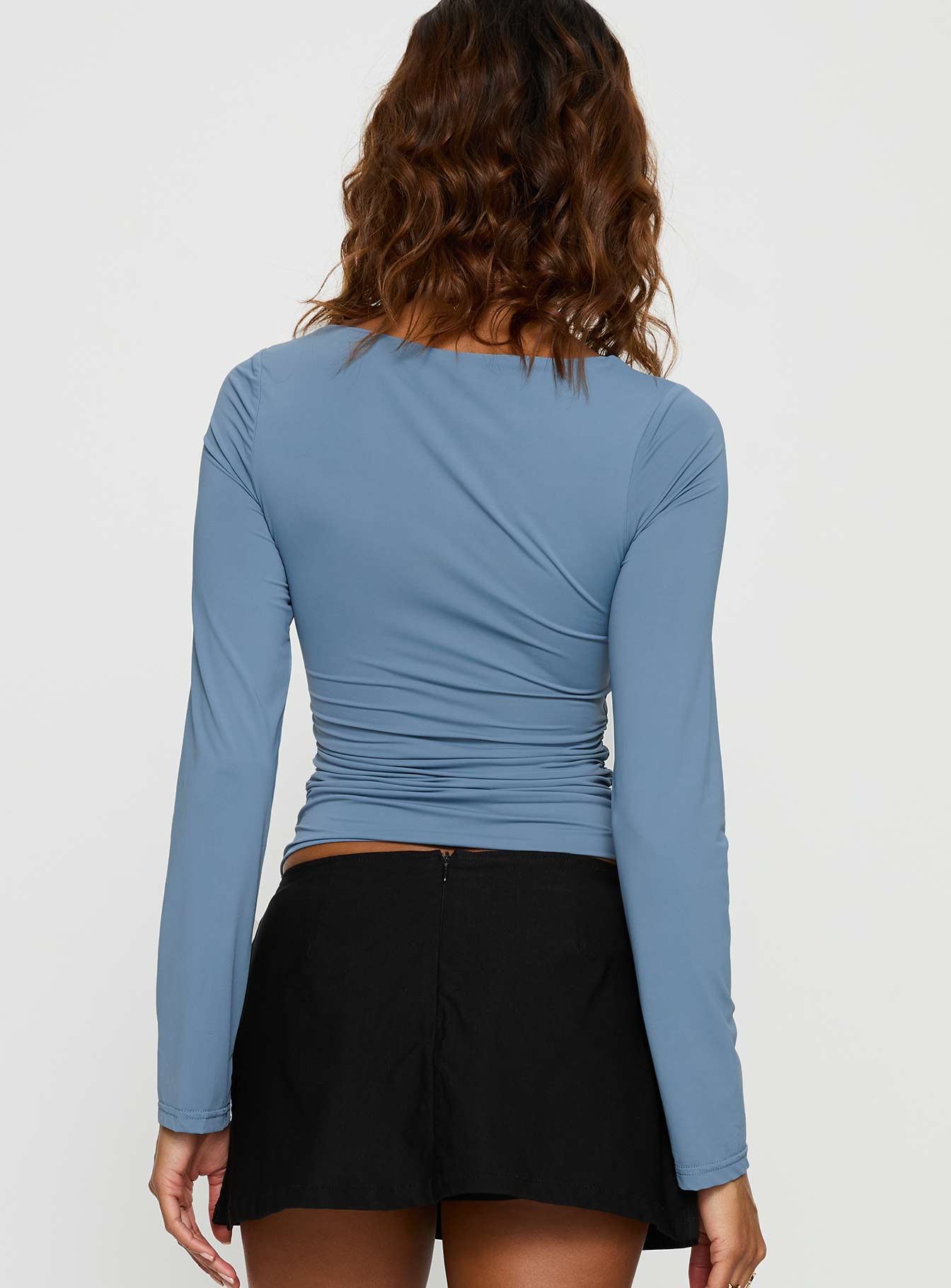 Lesa Bust Detail Long Sleeve Top Blue