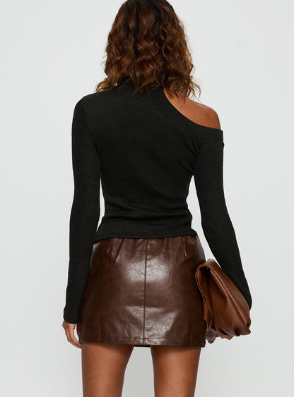 Vivienna Faux Leather Mini Skirt Brown