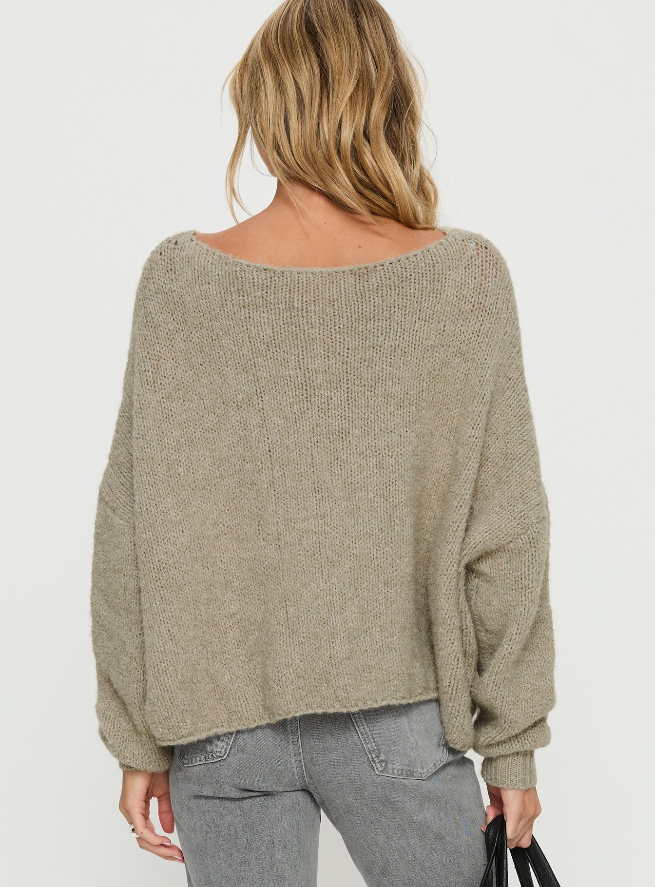 Ramy Wide Neck Knit Sweater Olive