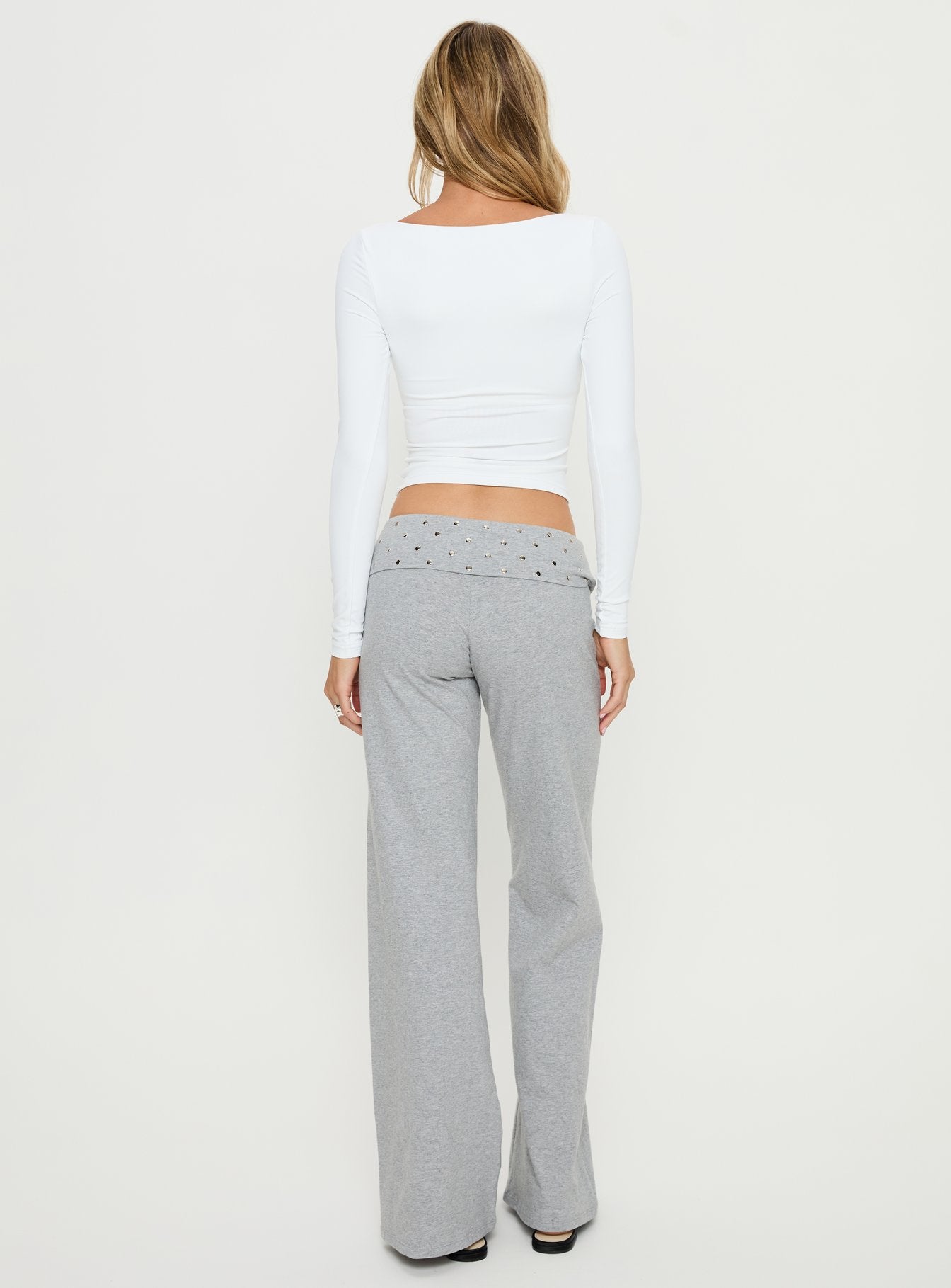 Nevivi Foldover Studded Pants Grey Marle
