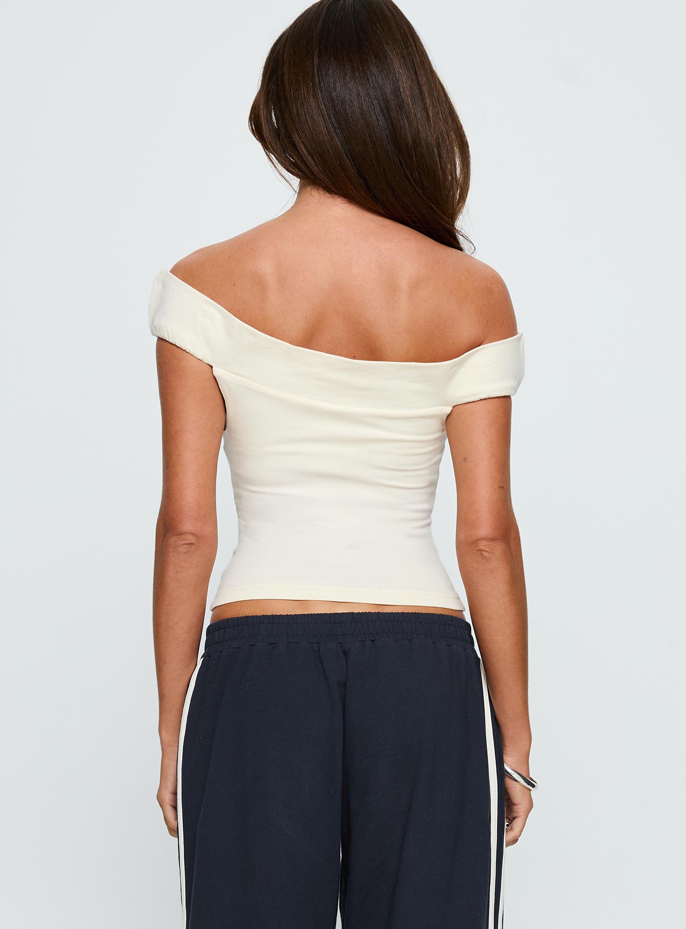 American Spirit Off the Shoulder Graphic Top Cream