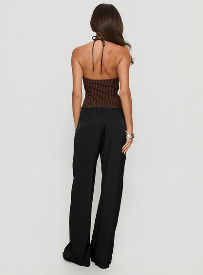 Breina Satin Straight Leg Pants Black