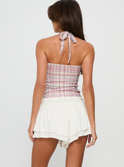 Poppylane Frill Tiered Mini Shorts White