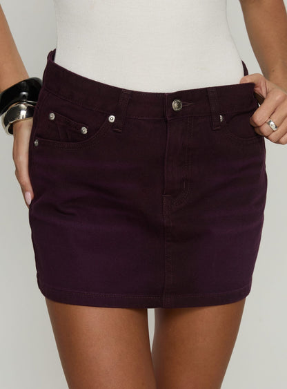 Paulette Denim Mini Skirt Currant
