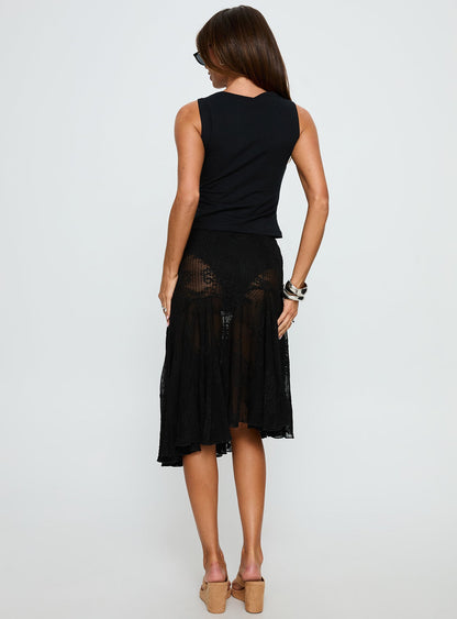 Mellissa Sheer Textured Midi Skirt Black