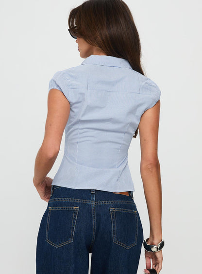 Good Reason Cap Short Sleeve Shirt Blue Stripe