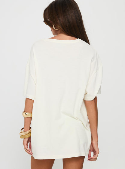 Kawabunga Oversized Graphic Top Cream