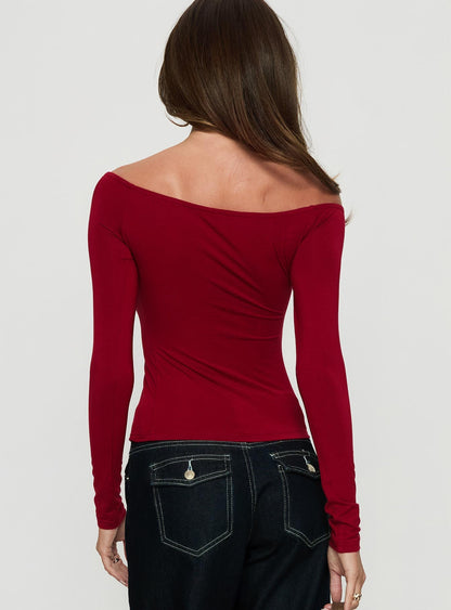 Sedonia Gathered Wrap Top Red