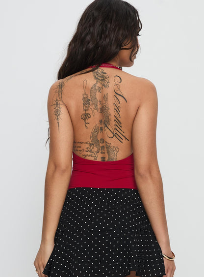 Sugarberry Cut Out Bodysuit Red