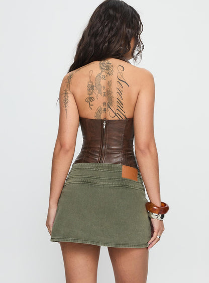 Generous Wrap Buckle Skort Washed Khaki