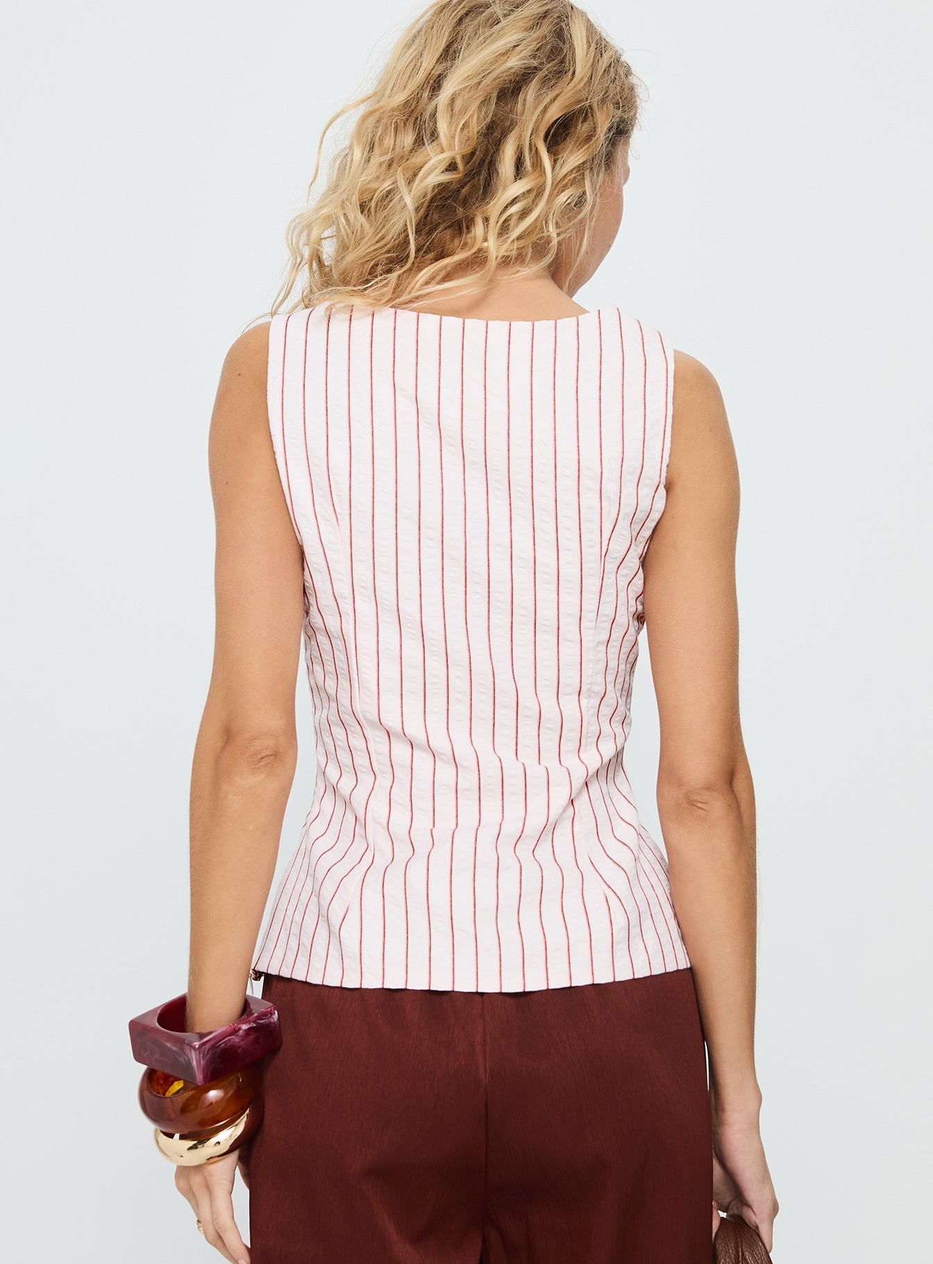 Callaia Plunge Cami Top Pink Stripe