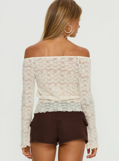 Korrine Off Shoulder Lace Top Cream