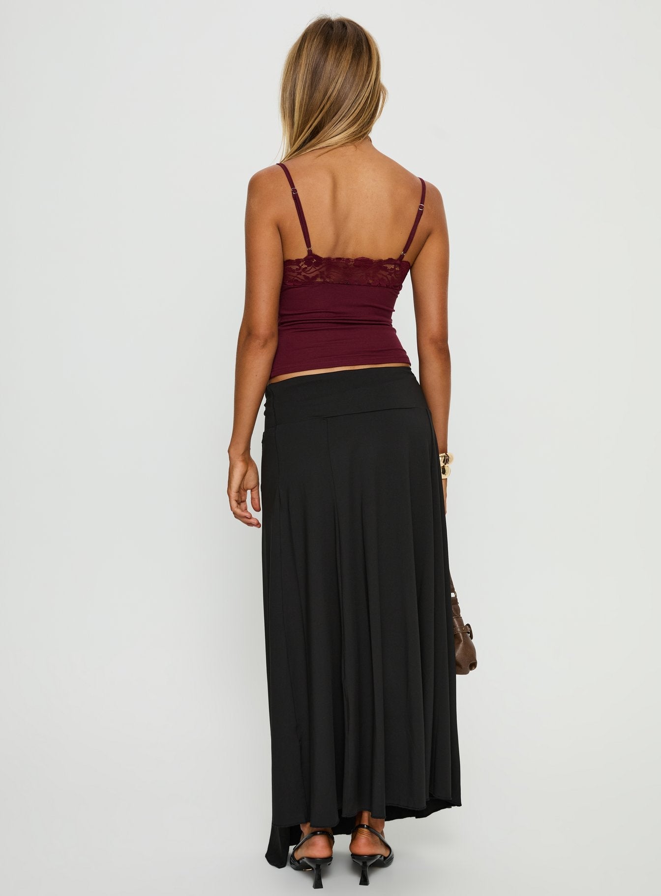 Nola Hardware Slit Maxi Skirt Black