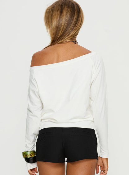 Icon Baby Off Shoulder Long Sleeve Top White