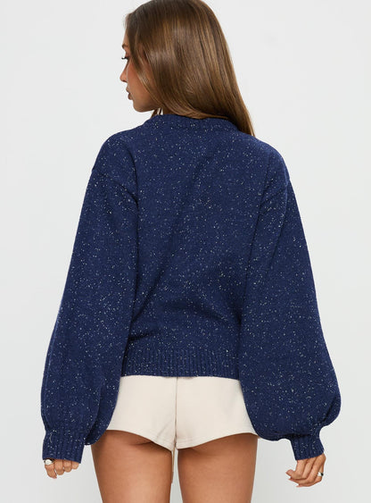 Dorah Boxy Cardigan Navy Blue