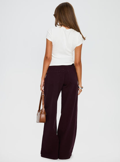 Big News Mid Rise Wide Leg Jeans Currant
