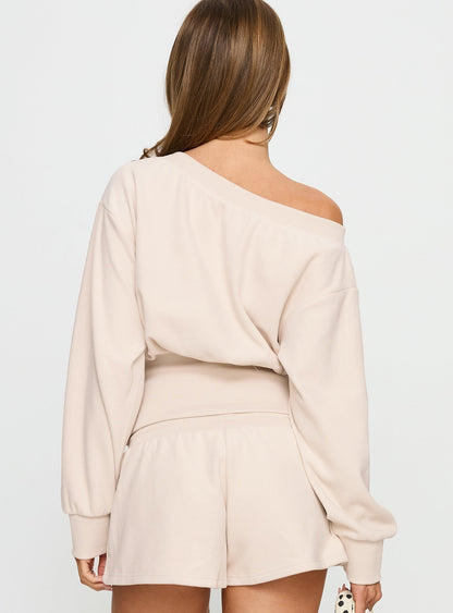 Cassey Off Shoulder Slouchy Jumper Cream