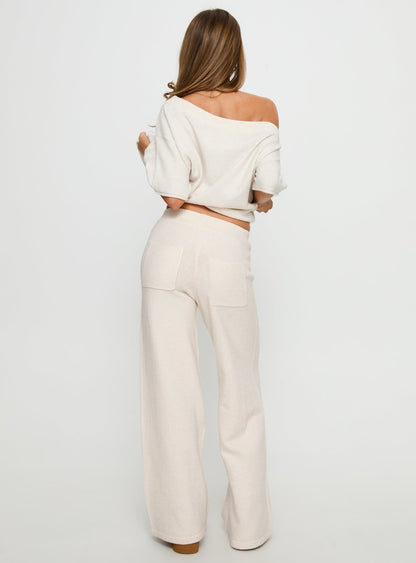 Bekki Wide Leg Knit Pant Oat