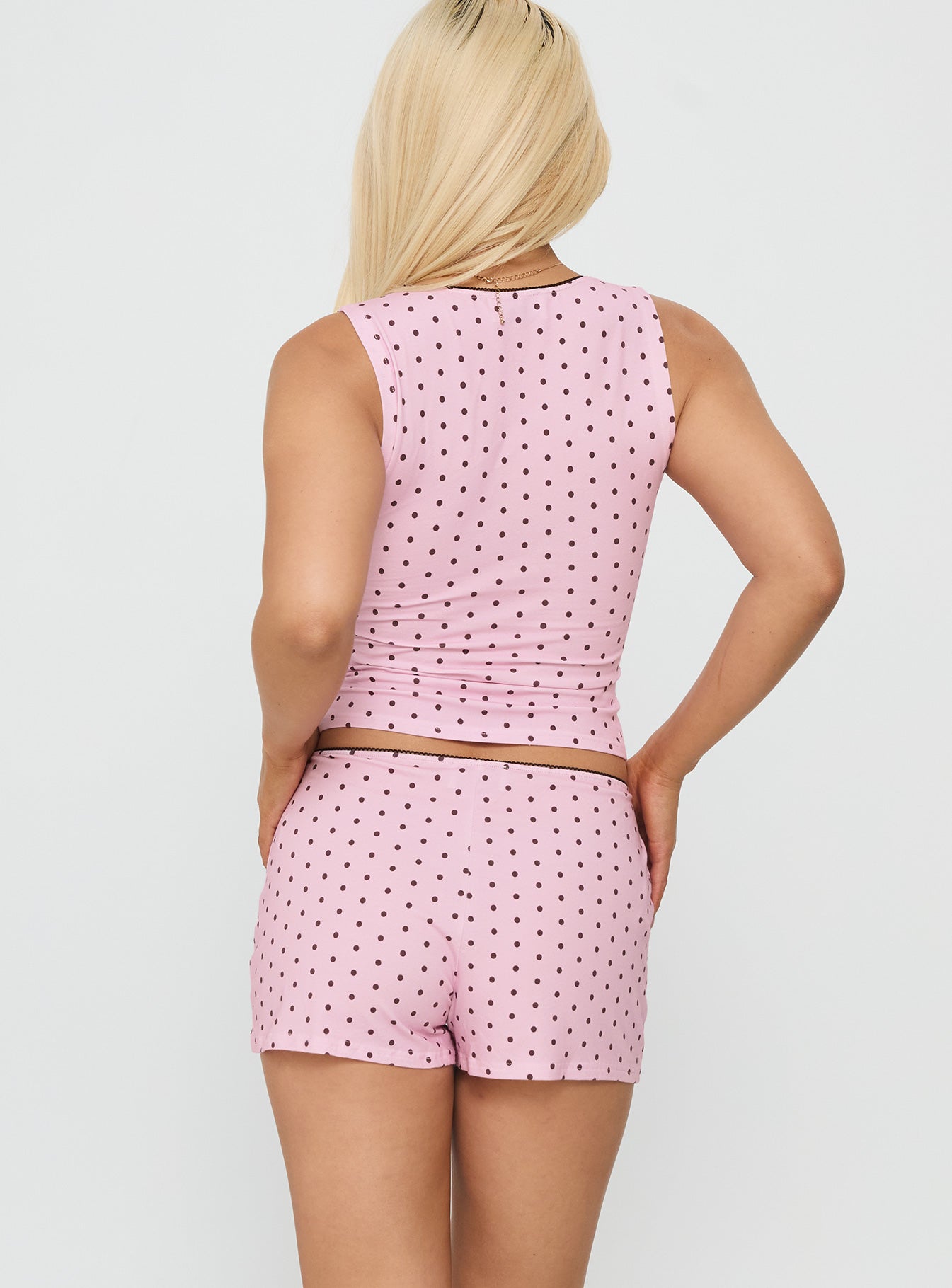 Dream State Square Neck Sleep Set Pink Polka
