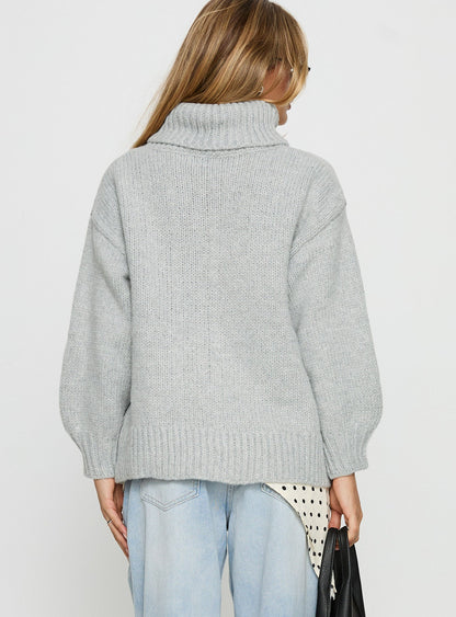 Let Love In Knit Sweater Grey
