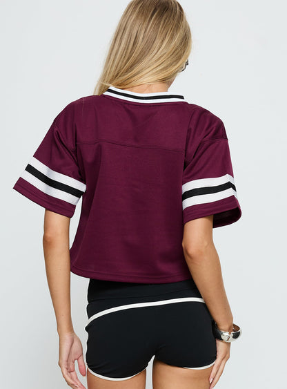 Harvard Cropped Football Jersey Tee Red