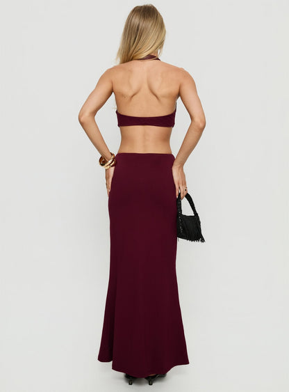 Idella Halter Cut Out Maxi Dress Plum
