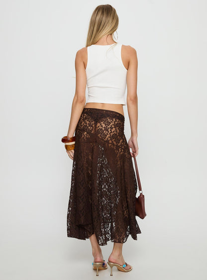 Tidal Midi Skirt Chocolate