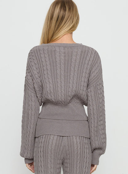 Baleigh Cable Knit Cardigan Grey