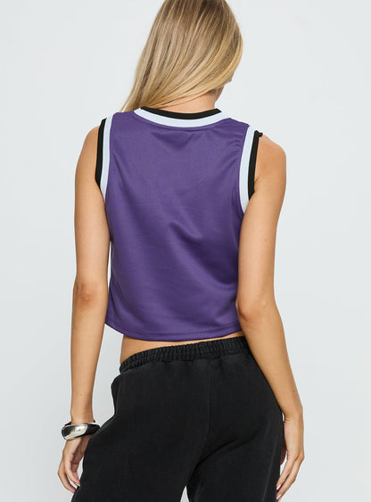 NYU Cropped Basketball Jersey Tank Violet