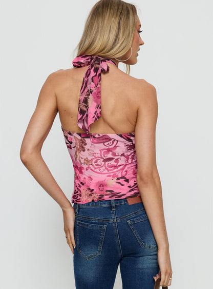 Marlynn Halter Top Pink Multi