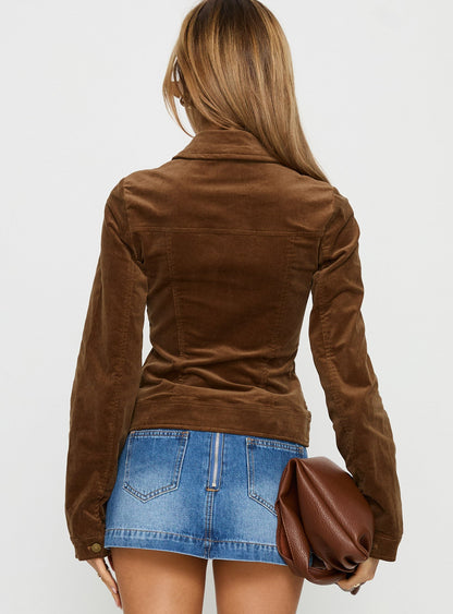Jadeann Cord Fitted Jacket Brown