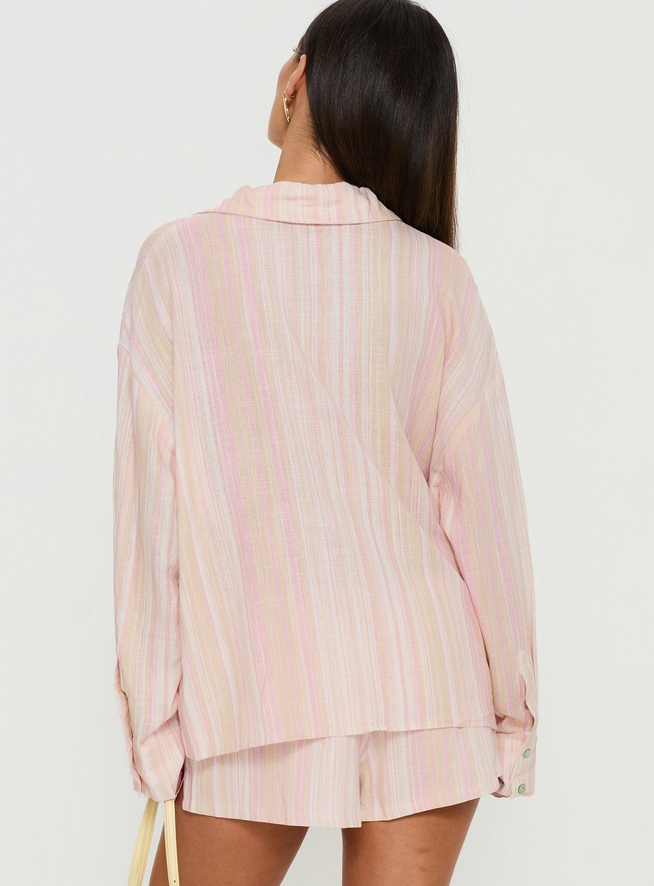 Opheliah Long Sleeve Oversized Top Pink Stripe