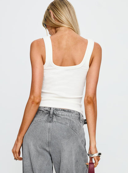 Diviana Droplet Rib Tank Top White