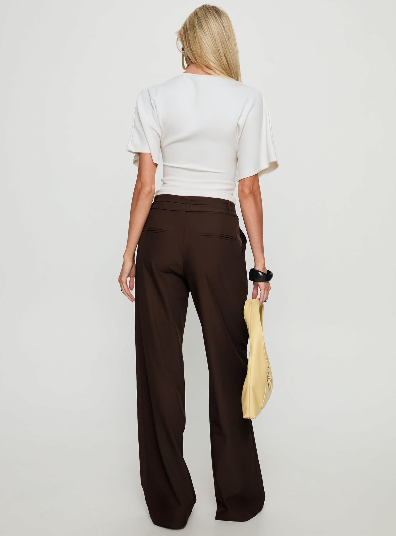 Wylma Belt Detail Tailored Pants Chocolate