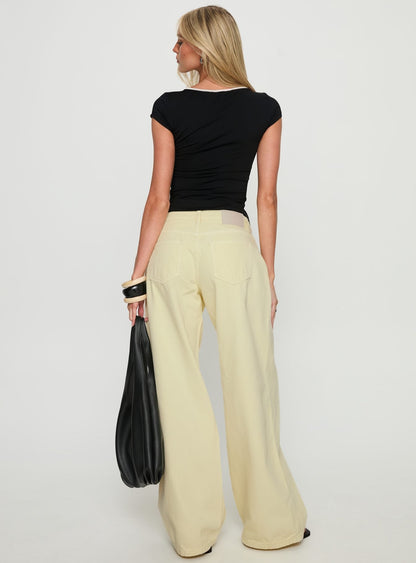 Ramos Low Rise Wide Leg Jeans Butter Lemon