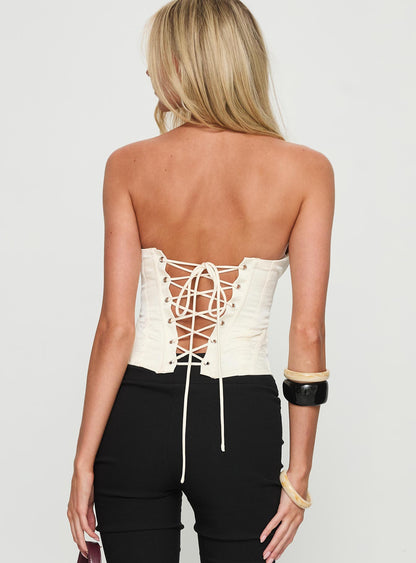 Afelia Strapless Corset Top Cream