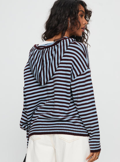 Brienna Zip Jacket Burgundy / Blue Stripe