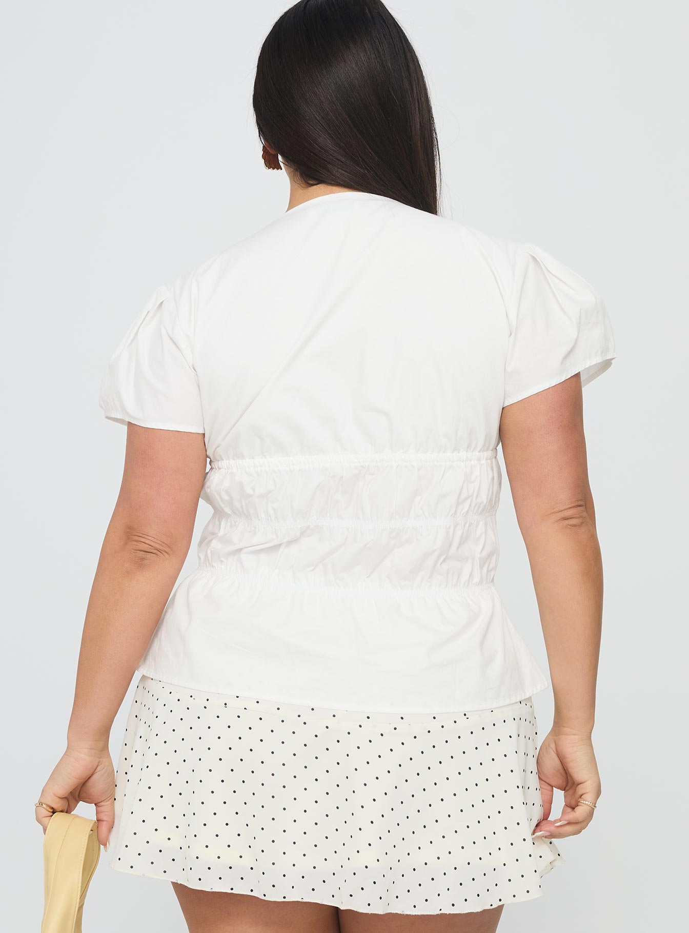 Paramour Ruched Short Sleeve Top White Curve