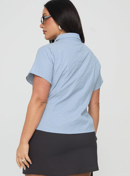 Lift Off Button Up Top Blue Curve