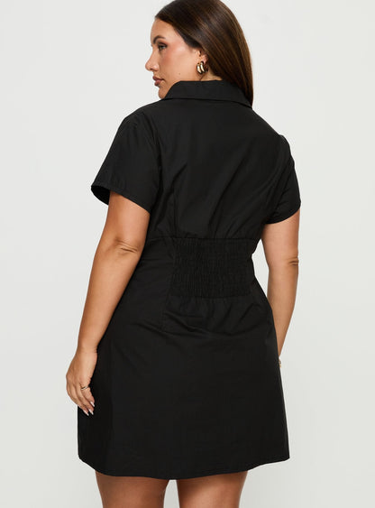 Motley Mini Dress Black Curve