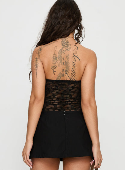 Kristiina Strapless Lace Bodysuit Black