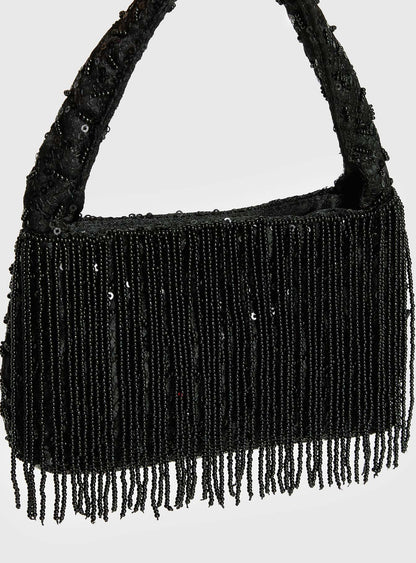Kiss Goodbye Beaded Tassel Bag Black