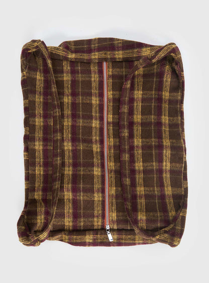 Sonora Oversized Tote Bag Brown Check