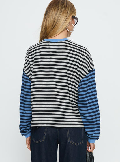 Taysha Long Sleeve Top Black / Grey Stripe
