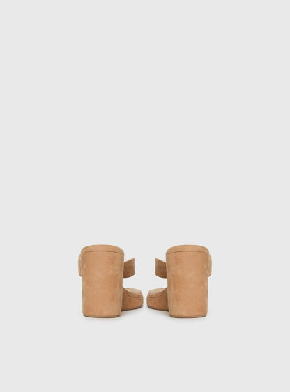 Kamiko Wedged Heels Tan Faux Suede