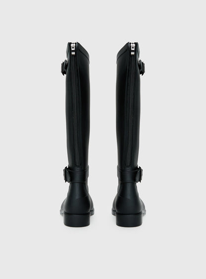 Elvera Buckle Detail Knee High Boots Black